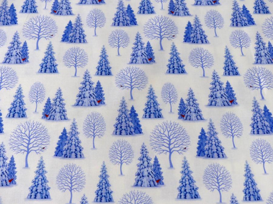 Patchworkstoff Tomtens Village Winterwald mit mit Tannen